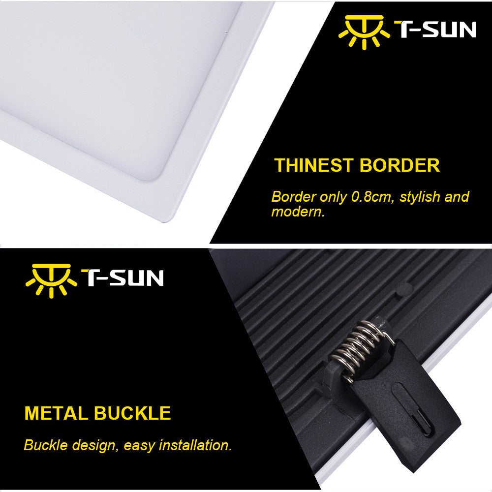 T-SUNRISE Ultra Thin LED Panel Downlight 8W 16W 24W 32W Round/Square LED Ceiling Recessed Lights Power Supply Included SMD4014