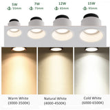 DBF Frameless Angle Adjustable Recessed LED Downlight 5W 7W 12W 15W Dimmable Deep Glare LED Ceiling Spot Light  Pic Background