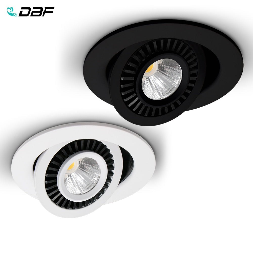 DBF Angle Adjustable LED COB Recessed Downlight Black/White Housing 5W 7W 12W 15W 18W LED Ceiling Spot Light for Pic Background