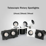 Square Angle Adjust Stretchable LED COB Recessed Downlight 14W 20W 24W LED Ceiling Spotlight Kitchen Living Room Indoor