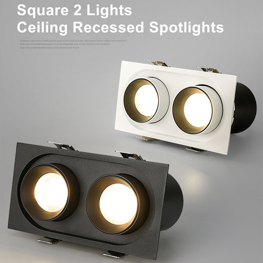 Square Angle Adjust Stretchable LED COB Recessed Downlight 14W 20W 24W LED Ceiling Spotlight Kitchen Living Room Indoor