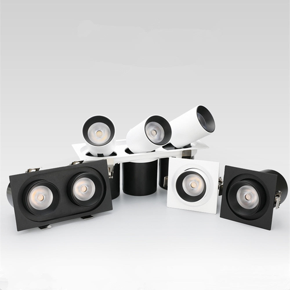 Square Angle Adjust Stretchable LED COB Recessed Downlight 14W 20W 24W LED Ceiling Spotlight Kitchen Living Room Indoor