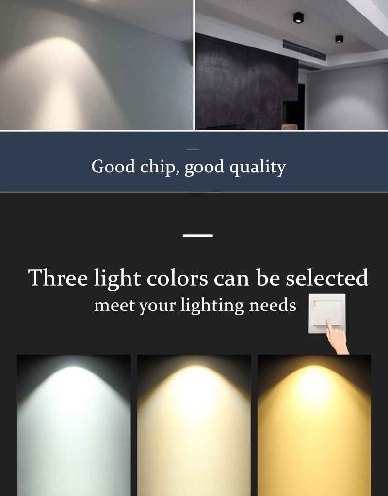 Dimmable Surface Mounted LED Downlights 10W 15W 20W 30W COB LED Ceiling Spot Lights AC110-220V LED Ceiling Lamp Indoor Lighting