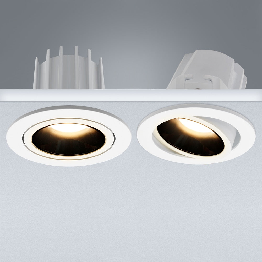  New High CRI≥90 Anti-Glare LED COB Recessed Downlight 7W 12W Angle Adjustable Ceiling Spot Lights Kitchen Living Room