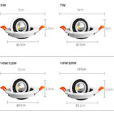 QLTEG Dimmable LED Downlight 5w 7w 10w Recessed Ceiling Lamp 360 Degree Rotation spot lights AC 110v 220V Indoor LED Bulb 4000K