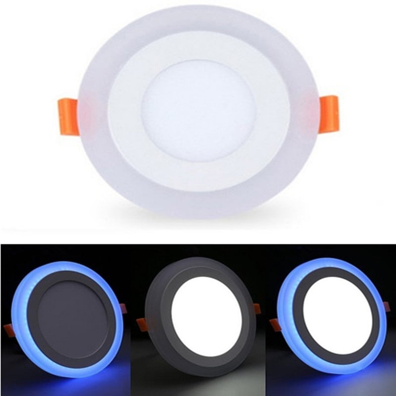 Blue+White Round LED Panel Downlight 6W 9W 16W 24W Double LED Panel Lights AC85-265V Recessed Ceiling Panel Lamps