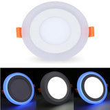 Blue+White Round LED Panel Downlight 6W 9W 16W 24W Double LED Panel Lights AC85-265V Recessed Ceiling Panel Lamps