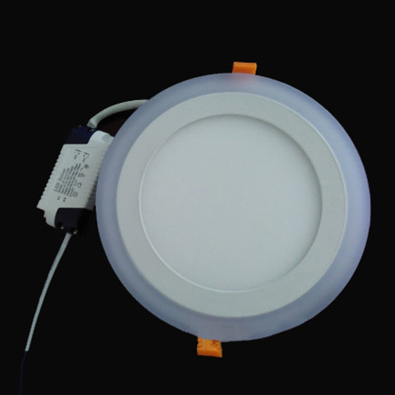 Blue+White Round LED Panel Downlight 6W 9W 16W 24W Double LED Panel Lights AC85-265V Recessed Ceiling Panel Lamps