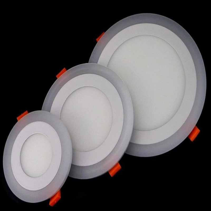 Blue+White Round LED Panel Downlight 6W 9W 16W 24W Double LED Panel Lights AC85-265V Recessed Ceiling Panel Lamps
