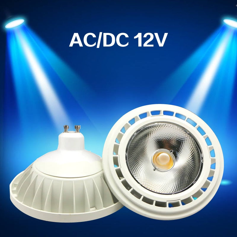 High Quality Super Bright AR111 15W COB LED Downlight AC DC 12V QR111 G53 GU10 LED Bulb light Dimmable led lamp lighting