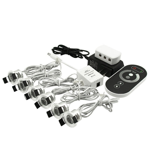  LED Mini Ceiling Downlights Set Dimmable Lights 1.5W 27mm Cut Hole Recessed Silvery Remote Control Cabinet Lamp 85-265V
