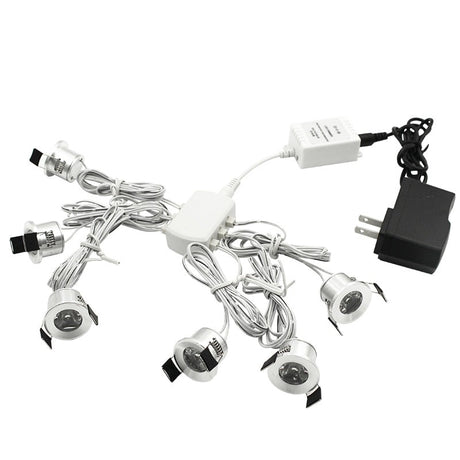  LED Mini Ceiling Downlights Set Dimmable Lights 1.5W 27mm Cut Hole Recessed Silvery Remote Control Cabinet Lamp 85-265V
