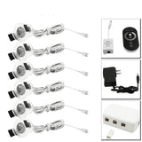  LED Mini Ceiling Downlights Set Dimmable Lights 1.5W 27mm Cut Hole Recessed Silvery Remote Control Cabinet Lamp 85-265V