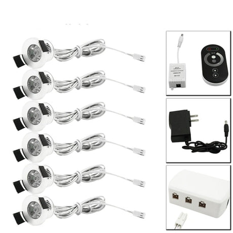  LED Mini Ceiling Downlights Set Dimmable Lights 1.5W 27mm Cut Hole Recessed Silvery Remote Control Cabinet Lamp 85-265V