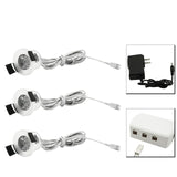  LED Mini Ceiling Downlights Set Dimmable Lights 1.5W 27mm Cut Hole Recessed Silvery Remote Control Cabinet Lamp 85-265V
