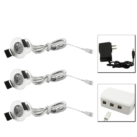  LED Mini Ceiling Downlights Set Dimmable Lights 1.5W 27mm Cut Hole Recessed Silvery Remote Control Cabinet Lamp 85-265V