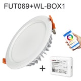 Miboxer living room 15W RGB + CCT LED downlight FUT069 round AC 100V-240V dimmable wireless wifi control LED ceiling downlight