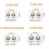 DBF 360 Angle Adjust LED Recessed Downlight 10W 14W 20W 24W LED Ceiling Spot Light 3000K/4000K/6000K Black/White Housing Light