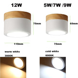 Dimmable LED Flush Mount Downlight, Ceiling Mount Accent Lighting Oak Wood 5W 7W 9W 12W  Ideal for Hallway Gallery Picture 220v