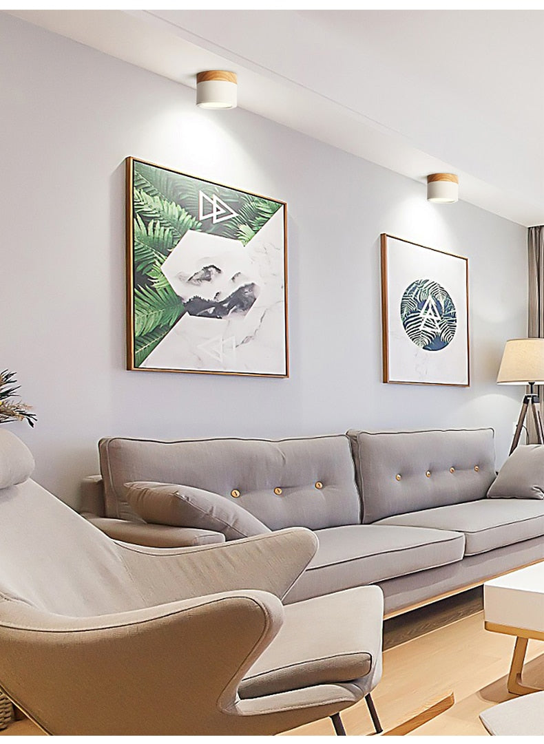 Dimmable LED Flush Mount Downlight, Ceiling Mount Accent Lighting Oak Wood 5W 7W 9W 12W  Ideal for Hallway Gallery Picture 220v