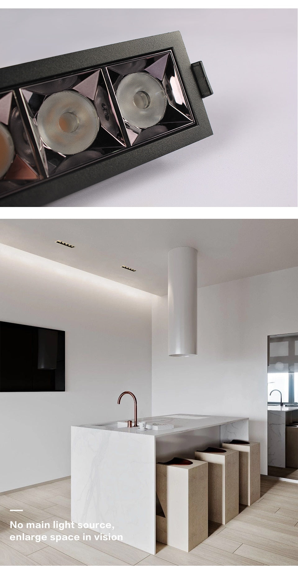 led grid ceiling spot light embedded downlight line lights COB rectangular ceiling lamp without main lights CREE