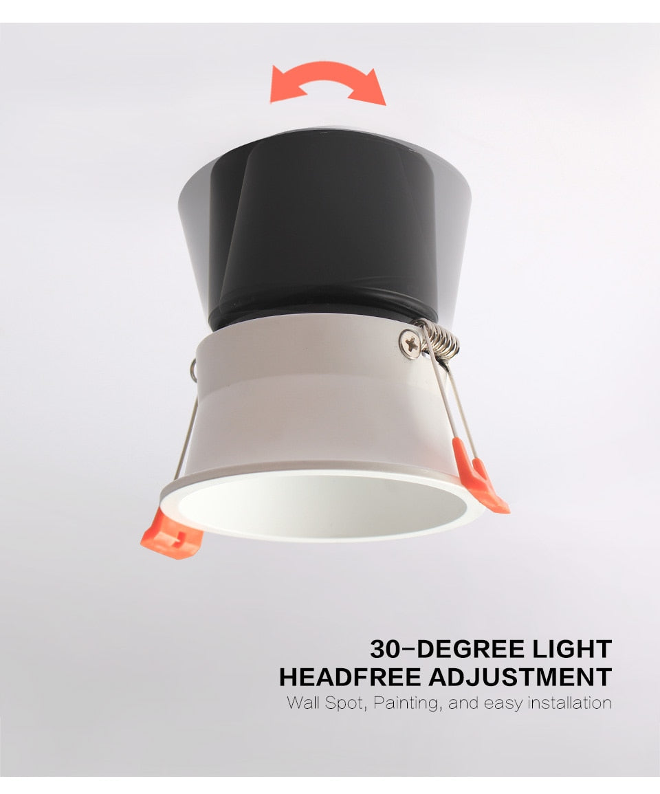 Aisilan LED Downlight Angle Adjustable Built-in  7W Chip Spot light Aluminum Lamp for Indoor Lighting AC90-260V