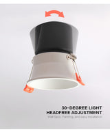Aisilan LED Downlight Angle Adjustable Built-in  7W Chip Spot light Aluminum Lamp for Indoor Lighting AC90-260V