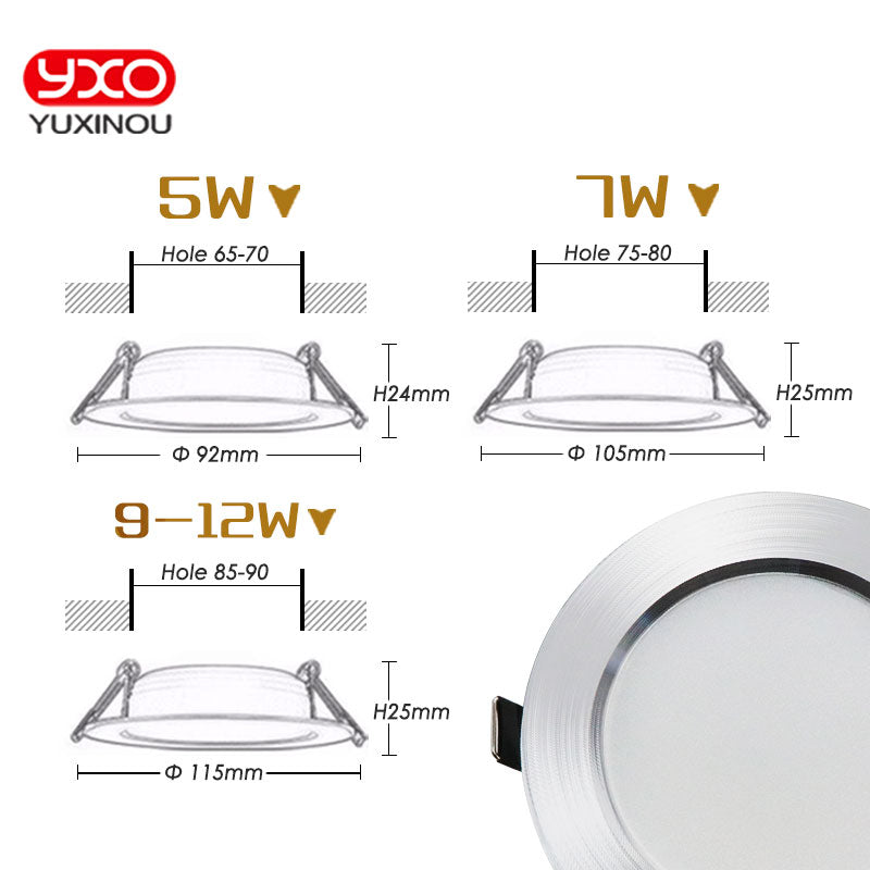 Dimmable Led Downlights 5W 7W 9W 12W 110V 220V Waterproof LED Ceiling Downlight Lamps Led Ceiling Lamp Home Indoor Lighting