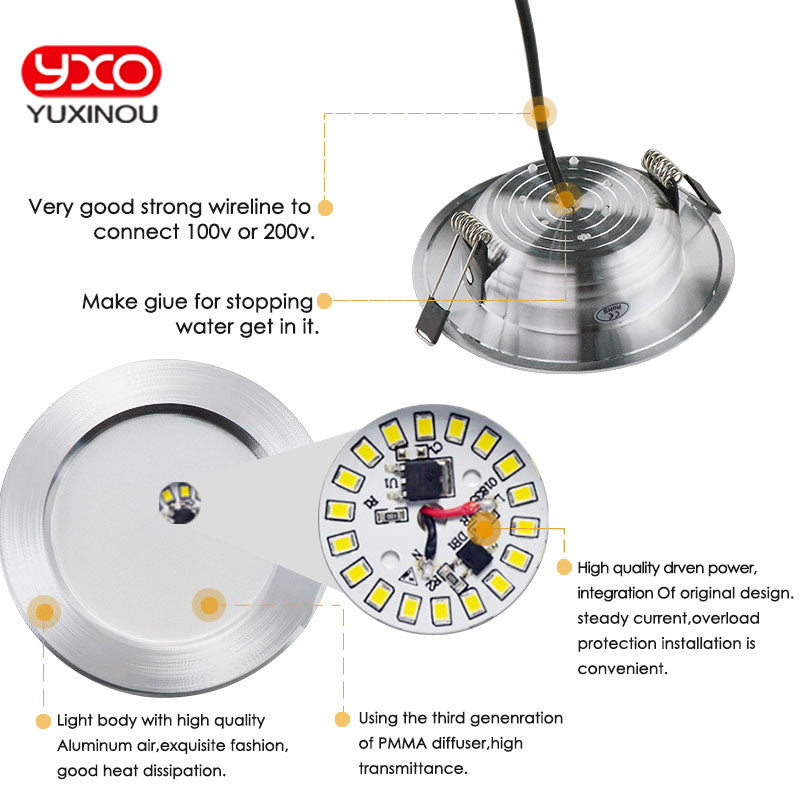 Dimmable Led Downlights 5W 7W 9W 12W 110V 220V Waterproof LED Ceiling Downlight Lamps Led Ceiling Lamp Home Indoor Lighting