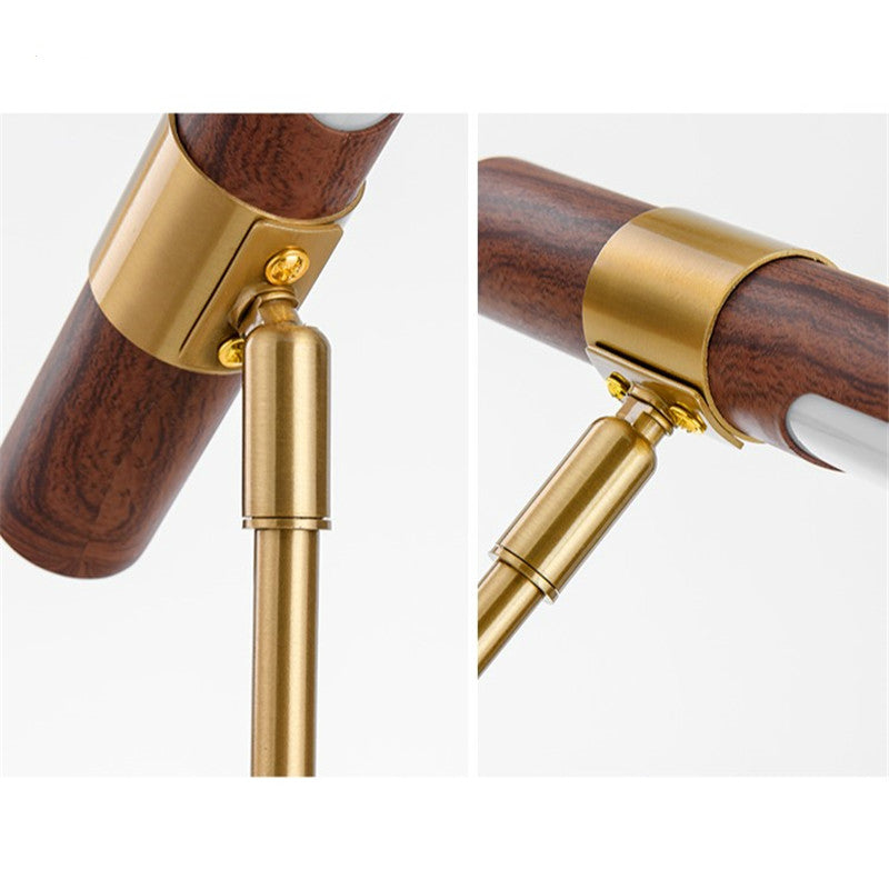 Modern LED Wood Grain Table Lamp Creative Nordic Bedroom Study Computer Table Bedside Copper Lamp Luxury Model Room Home Decoration