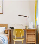 Modern LED Wood Grain Table Lamp Creative Nordic Bedroom Study Computer Table Bedside Copper Lamp Luxury Model Room Home Decoration