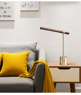 Modern LED Wood Grain Table Lamp Creative Nordic Bedroom Study Computer Table Bedside Copper Lamp Luxury Model Room Home Decoration