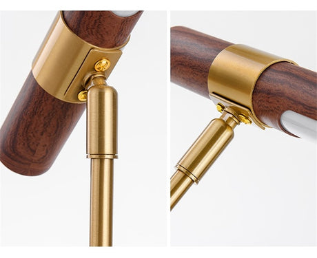 Modern LED Wood Grain Table Lamp Creative Nordic Bedroom Study Computer Table Bedside Copper Lamp Luxury Model Room Home Decoration