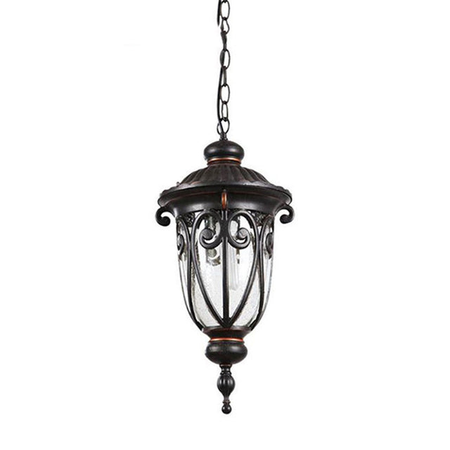 Vintage Pendant Lamps Traditional Outdoor Ceiling Light Hanging Textured Black Villa Pavilion Pendant Lights For House Porch