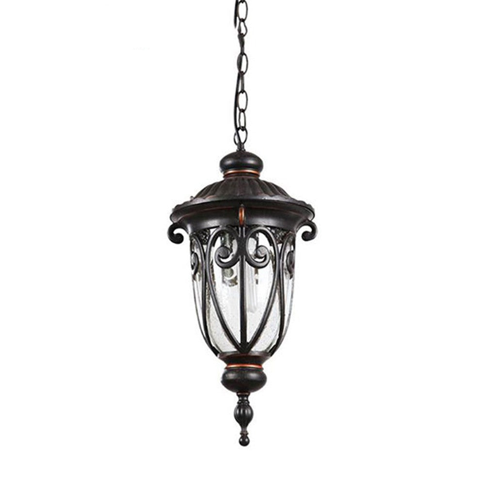 Vintage Pendant Lamps Traditional Outdoor Ceiling Light Hanging Textured Black Villa Pavilion Pendant Lights For House Porch