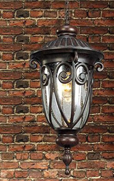 Vintage Pendant Lamps Traditional Outdoor Ceiling Light Hanging Textured Black Villa Pavilion Pendant Lights For House Porch