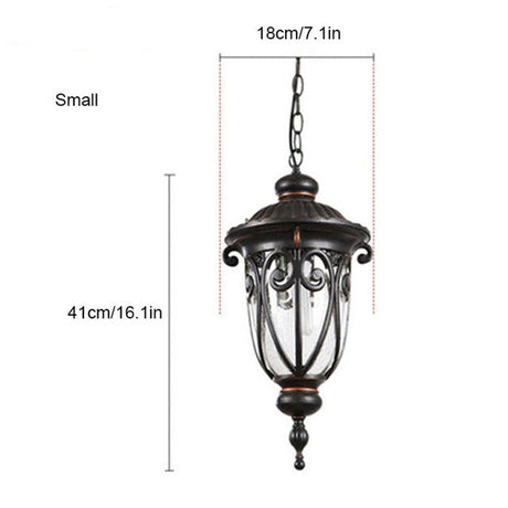 Vintage Pendant Lamps Traditional Outdoor Ceiling Light Hanging Textured Black Villa Pavilion Pendant Lights For House Porch