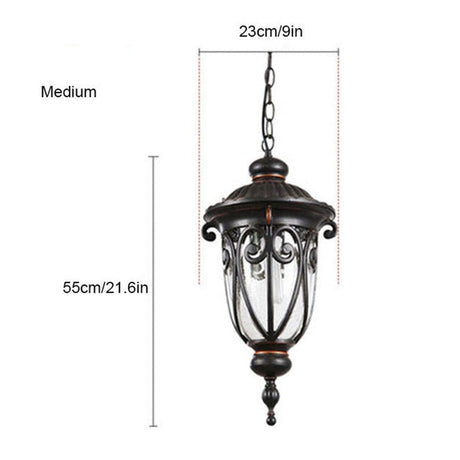 Vintage Pendant Lamps Traditional Outdoor Ceiling Light Hanging Textured Black Villa Pavilion Pendant Lights For House Porch
