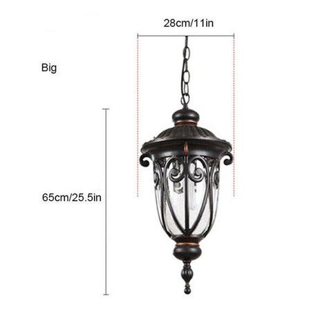 Vintage Pendant Lamps Traditional Outdoor Ceiling Light Hanging Textured Black Villa Pavilion Pendant Lights For House Porch