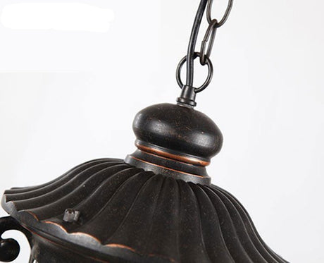 Vintage Pendant Lamps Traditional Outdoor Ceiling Light Hanging Textured Black Villa Pavilion Pendant Lights For House Porch