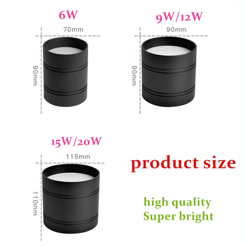 Dimmable LED Downlights 6W 9W 12W 15W 20W COB LED Ceiling Spot Lights AC110-220V No opening Ceiling lamps Cylinder LED Wall Lamp