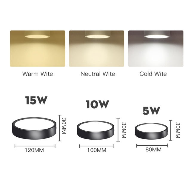 LED Downlight Mini Surface Mounted AC85-265V 5W 10W 15W Panel Spot Light Ultra Thin Ceiling Lamps  Indoor Lighting For Kitchen