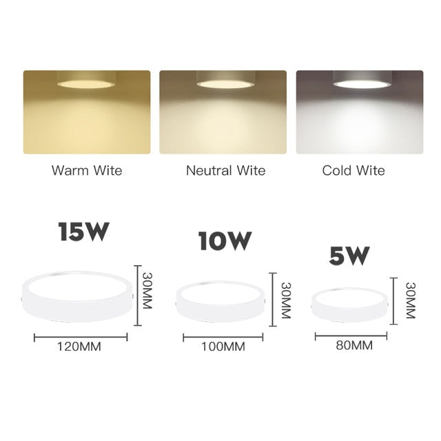 LED Downlight Mini Surface Mounted AC85-265V 5W 10W 15W Panel Spot Light Ultra Thin Ceiling Lamps  Indoor Lighting For Kitchen