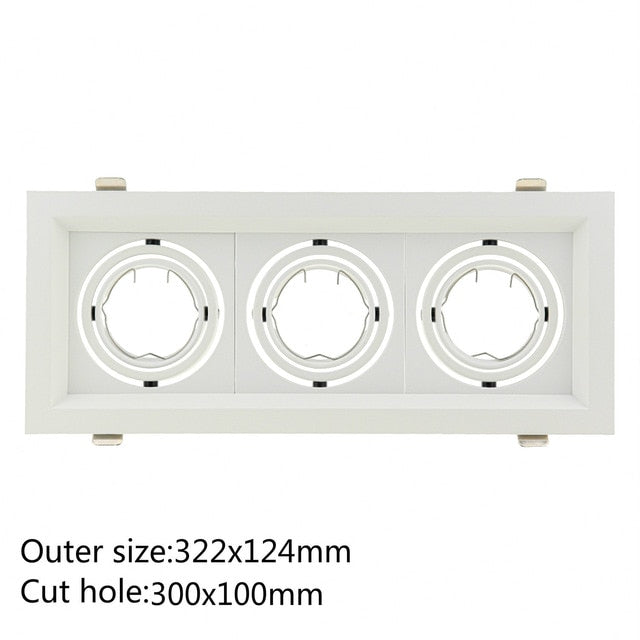 Grille Light Three LED Downlight Frame Fixtures MR16 Fitting 12-260V Recessed GU10 Bulb Replaceable Downlights