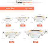 Downlight gold Silver White Ultra Thin Aluminum led downlight 3W 5W 9W 12W 15W 18W AC220V 240V Round Recessed LED Spot Lighting