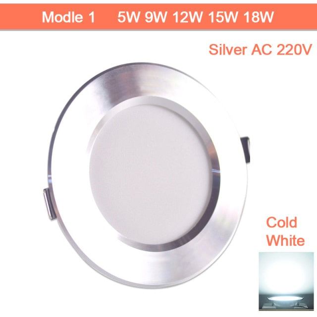 Downlight gold Silver White Ultra Thin Aluminum led downlight 3W 5W 9W 12W 15W 18W AC220V 240V Round Recessed LED Spot Lighting