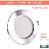 Downlight gold Silver White Ultra Thin Aluminum led downlight 3W 5W 9W 12W 15W 18W AC220V 240V Round Recessed LED Spot Lighting