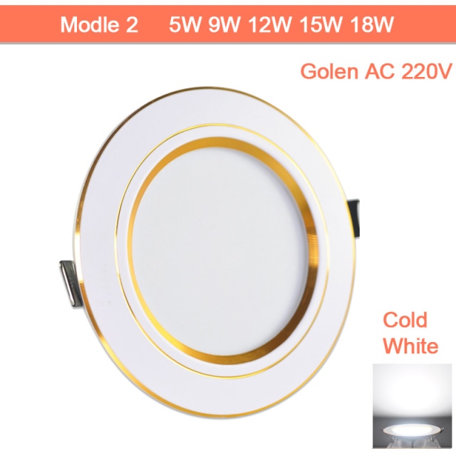 Downlight gold Silver White Ultra Thin Aluminum led downlight 3W 5W 9W 12W 15W 18W AC220V 240V Round Recessed LED Spot Lighting
