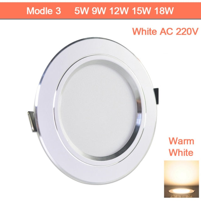 Downlight gold Silver White Ultra Thin Aluminum led downlight 3W 5W 9W 12W 15W 18W AC220V 240V Round Recessed LED Spot Lighting