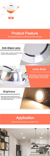 Downlight gold Silver White Ultra Thin Aluminum led downlight 3W 5W 9W 12W 15W 18W AC220V 240V Round Recessed LED Spot Lighting